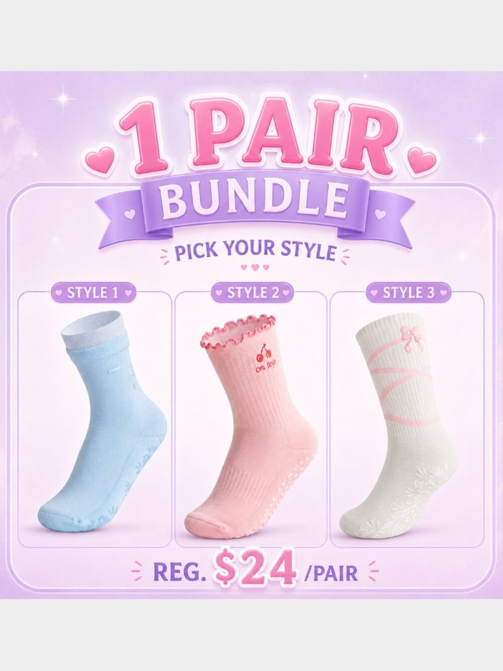 1 Pair of Pilates Grip Socks